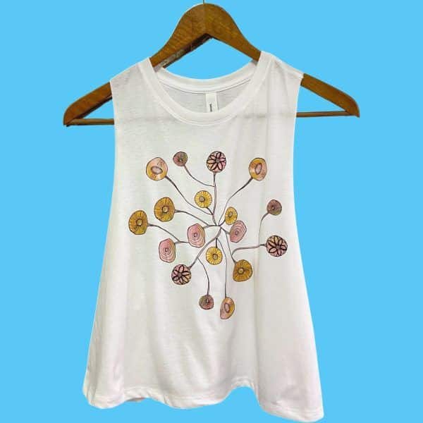 Ladies Floral Cropped Tank Top | Original Watercolor Art Shirt - Image 5