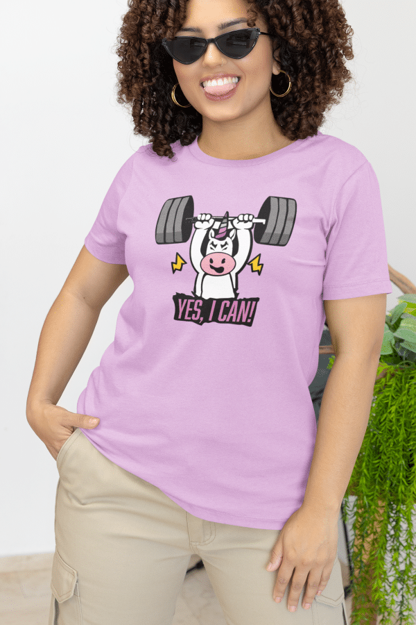 Yes, I Can! Unicorn Barbell Lift Muscle T-shirt - Image 5